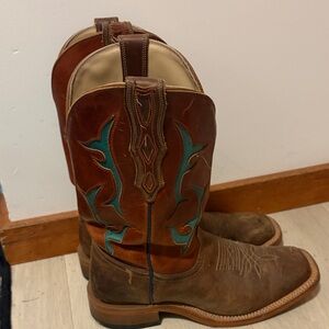 Stylish Brown and Teal Heeled Boots